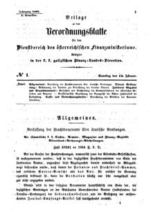 Verordnungsblatt für den Dienstbereich des K.K. Finanzministeriums für die im Reichsrate Vertretenen Königreiche und Länder : [...] : Beilage zu dem Verordnungsblatte für den Dienstbereich des K.K. Österr. Finanz-Ministeriums  18650114 Seite: 1