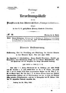 Verordnungsblatt für den Dienstbereich des K.K. Finanzministeriums für die im Reichsrate Vertretenen Königreiche und Länder : [...] : Beilage zu dem Verordnungsblatte für den Dienstbereich des K.K. Österr. Finanz-Ministeriums 