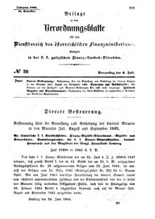 Verordnungsblatt für den Dienstbereich des K.K. Finanzministeriums für die im Reichsrate Vertretenen Königreiche und Länder : [...] : Beilage zu dem Verordnungsblatte für den Dienstbereich des K.K. Österr. Finanz-Ministeriums  18650706 Seite: 1