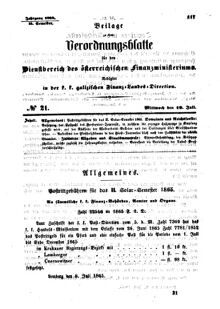 Verordnungsblatt für den Dienstbereich des K.K. Finanzministeriums für die im Reichsrate Vertretenen Königreiche und Länder : [...] : Beilage zu dem Verordnungsblatte für den Dienstbereich des K.K. Österr. Finanz-Ministeriums 