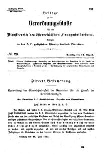 Verordnungsblatt für den Dienstbereich des K.K. Finanzministeriums für die im Reichsrate Vertretenen Königreiche und Länder : [...] : Beilage zu dem Verordnungsblatte für den Dienstbereich des K.K. Österr. Finanz-Ministeriums  18650812 Seite: 1