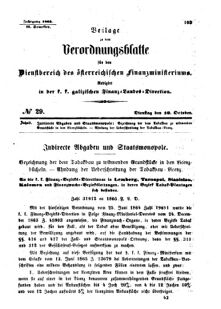 Verordnungsblatt für den Dienstbereich des K.K. Finanzministeriums für die im Reichsrate Vertretenen Königreiche und Länder : [...] : Beilage zu dem Verordnungsblatte für den Dienstbereich des K.K. Österr. Finanz-Ministeriums  18651010 Seite: 1