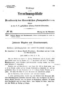 Verordnungsblatt für den Dienstbereich des K.K. Finanzministeriums für die im Reichsrate Vertretenen Königreiche und Länder : [...] : Beilage zu dem Verordnungsblatte für den Dienstbereich des K.K. Österr. Finanz-Ministeriums 