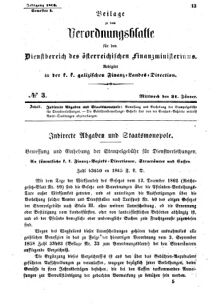 Verordnungsblatt für den Dienstbereich des K.K. Finanzministeriums für die im Reichsrate Vertretenen Königreiche und Länder : [...] : Beilage zu dem Verordnungsblatte für den Dienstbereich des K.K. Österr. Finanz-Ministeriums  18660131 Seite: 1