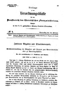 Verordnungsblatt für den Dienstbereich des K.K. Finanzministeriums für die im Reichsrate Vertretenen Königreiche und Länder : [...] : Beilage zu dem Verordnungsblatte für den Dienstbereich des K.K. Österr. Finanz-Ministeriums 