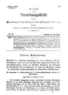 Verordnungsblatt für den Dienstbereich des K.K. Finanzministeriums für die im Reichsrate Vertretenen Königreiche und Länder : [...] : Beilage zu dem Verordnungsblatte für den Dienstbereich des K.K. Österr. Finanz-Ministeriums  18660310 Seite: 1