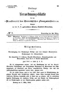 Verordnungsblatt für den Dienstbereich des K.K. Finanzministeriums für die im Reichsrate Vertretenen Königreiche und Länder : [...] : Beilage zu dem Verordnungsblatte für den Dienstbereich des K.K. Österr. Finanz-Ministeriums  18660329 Seite: 1