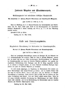 Verordnungsblatt für den Dienstbereich des K.K. Finanzministeriums für die im Reichsrate Vertretenen Königreiche und Länder : [...] : Beilage zu dem Verordnungsblatte für den Dienstbereich des K.K. Österr. Finanz-Ministeriums  18660525 Seite: 3