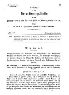 Verordnungsblatt für den Dienstbereich des K.K. Finanzministeriums für die im Reichsrate Vertretenen Königreiche und Länder : [...] : Beilage zu dem Verordnungsblatte für den Dienstbereich des K.K. Österr. Finanz-Ministeriums  18660725 Seite: 1