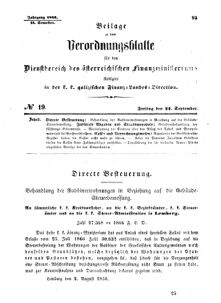 Verordnungsblatt für den Dienstbereich des K.K. Finanzministeriums für die im Reichsrate Vertretenen Königreiche und Länder : [...] : Beilage zu dem Verordnungsblatte für den Dienstbereich des K.K. Österr. Finanz-Ministeriums  18660921 Seite: 1