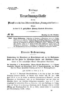 Verordnungsblatt für den Dienstbereich des K.K. Finanzministeriums für die im Reichsrate Vertretenen Königreiche und Länder : [...] : Beilage zu dem Verordnungsblatte für den Dienstbereich des K.K. Österr. Finanz-Ministeriums  18661027 Seite: 1