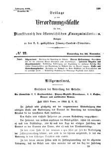 Verordnungsblatt für den Dienstbereich des K.K. Finanzministeriums für die im Reichsrate Vertretenen Königreiche und Länder : [...] : Beilage zu dem Verordnungsblatte für den Dienstbereich des K.K. Österr. Finanz-Ministeriums  18661122 Seite: 1