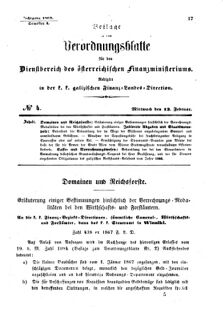 Verordnungsblatt für den Dienstbereich des K.K. Finanzministeriums für die im Reichsrate Vertretenen Königreiche und Länder : [...] : Beilage zu dem Verordnungsblatte für den Dienstbereich des K.K. Österr. Finanz-Ministeriums 