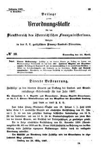 Verordnungsblatt für den Dienstbereich des K.K. Finanzministeriums für die im Reichsrate Vertretenen Königreiche und Länder : [...] : Beilage zu dem Verordnungsblatte für den Dienstbereich des K.K. Österr. Finanz-Ministeriums 