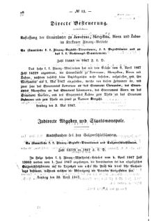 Verordnungsblatt für den Dienstbereich des K.K. Finanzministeriums für die im Reichsrate Vertretenen Königreiche und Länder : [...] : Beilage zu dem Verordnungsblatte für den Dienstbereich des K.K. Österr. Finanz-Ministeriums  18670516 Seite: 2