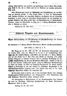 Verordnungsblatt für den Dienstbereich des K.K. Finanzministeriums für die im Reichsrate Vertretenen Königreiche und Länder : [...] : Beilage zu dem Verordnungsblatte für den Dienstbereich des K.K. Österr. Finanz-Ministeriums  18670530 Seite: 2