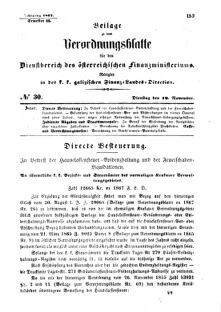 Verordnungsblatt für den Dienstbereich des K.K. Finanzministeriums für die im Reichsrate Vertretenen Königreiche und Länder : [...] : Beilage zu dem Verordnungsblatte für den Dienstbereich des K.K. Österr. Finanz-Ministeriums  18671119 Seite: 1