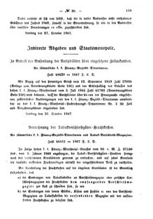 Verordnungsblatt für den Dienstbereich des K.K. Finanzministeriums für die im Reichsrate Vertretenen Königreiche und Länder : [...] : Beilage zu dem Verordnungsblatte für den Dienstbereich des K.K. Österr. Finanz-Ministeriums  18671119 Seite: 7