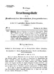 Verordnungsblatt für den Dienstbereich des K.K. Finanzministeriums für die im Reichsrate Vertretenen Königreiche und Länder : [...] : Beilage zu dem Verordnungsblatte für den Dienstbereich des K.K. Österr. Finanz-Ministeriums 