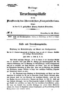 Verordnungsblatt für den Dienstbereich des K.K. Finanzministeriums für die im Reichsrate Vertretenen Königreiche und Länder : [...] : Beilage zu dem Verordnungsblatte für den Dienstbereich des K.K. Österr. Finanz-Ministeriums  18680130 Seite: 1