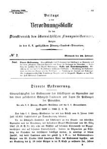 Verordnungsblatt für den Dienstbereich des K.K. Finanzministeriums für die im Reichsrate Vertretenen Königreiche und Länder : [...] : Beilage zu dem Verordnungsblatte für den Dienstbereich des K.K. Österr. Finanz-Ministeriums  18680226 Seite: 1