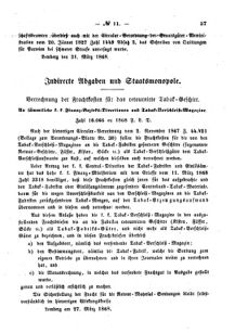 Verordnungsblatt für den Dienstbereich des K.K. Finanzministeriums für die im Reichsrate Vertretenen Königreiche und Länder : [...] : Beilage zu dem Verordnungsblatte für den Dienstbereich des K.K. Österr. Finanz-Ministeriums  18680417 Seite: 3