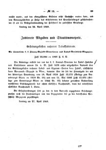 Verordnungsblatt für den Dienstbereich des K.K. Finanzministeriums für die im Reichsrate Vertretenen Königreiche und Länder : [...] : Beilage zu dem Verordnungsblatte für den Dienstbereich des K.K. Österr. Finanz-Ministeriums  18680506 Seite: 3