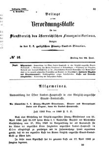 Verordnungsblatt für den Dienstbereich des K.K. Finanzministeriums für die im Reichsrate Vertretenen Königreiche und Länder : [...] : Beilage zu dem Verordnungsblatte für den Dienstbereich des K.K. Österr. Finanz-Ministeriums 