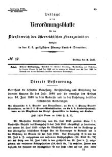 Verordnungsblatt für den Dienstbereich des K.K. Finanzministeriums für die im Reichsrate Vertretenen Königreiche und Länder : [...] : Beilage zu dem Verordnungsblatte für den Dienstbereich des K.K. Österr. Finanz-Ministeriums  18680703 Seite: 1