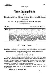 Verordnungsblatt für den Dienstbereich des K.K. Finanzministeriums für die im Reichsrate Vertretenen Königreiche und Länder : [...] : Beilage zu dem Verordnungsblatte für den Dienstbereich des K.K. Österr. Finanz-Ministeriums 