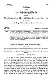 Verordnungsblatt für den Dienstbereich des K.K. Finanzministeriums für die im Reichsrate Vertretenen Königreiche und Länder : [...] : Beilage zu dem Verordnungsblatte für den Dienstbereich des K.K. Österr. Finanz-Ministeriums 