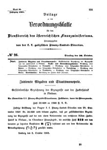 Verordnungsblatt für den Dienstbereich des K.K. Finanzministeriums für die im Reichsrate Vertretenen Königreiche und Länder : [...] : Beilage zu dem Verordnungsblatte für den Dienstbereich des K.K. Österr. Finanz-Ministeriums  18681020 Seite: 1