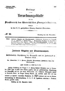 Verordnungsblatt für den Dienstbereich des K.K. Finanzministeriums für die im Reichsrate Vertretenen Königreiche und Länder : [...] : Beilage zu dem Verordnungsblatte für den Dienstbereich des K.K. Österr. Finanz-Ministeriums  18681212 Seite: 1