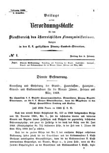 Verordnungsblatt für den Dienstbereich des K.K. Finanzministeriums für die im Reichsrate Vertretenen Königreiche und Länder : [...] : Beilage zu dem Verordnungsblatte für den Dienstbereich des K.K. Österr. Finanz-Ministeriums  18690101 Seite: 1