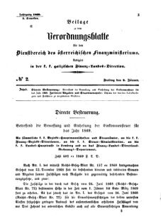 Verordnungsblatt für den Dienstbereich des K.K. Finanzministeriums für die im Reichsrate Vertretenen Königreiche und Länder : [...] : Beilage zu dem Verordnungsblatte für den Dienstbereich des K.K. Österr. Finanz-Ministeriums  18690108 Seite: 1