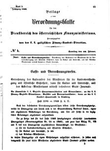 Verordnungsblatt für den Dienstbereich des K.K. Finanzministeriums für die im Reichsrate Vertretenen Königreiche und Länder : [...] : Beilage zu dem Verordnungsblatte für den Dienstbereich des K.K. Österr. Finanz-Ministeriums  18690116 Seite: 1