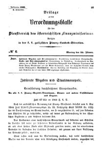 Verordnungsblatt für den Dienstbereich des K.K. Finanzministeriums für die im Reichsrate Vertretenen Königreiche und Länder : [...] : Beilage zu dem Verordnungsblatte für den Dienstbereich des K.K. Österr. Finanz-Ministeriums  18690125 Seite: 1