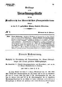 Verordnungsblatt für den Dienstbereich des K.K. Finanzministeriums für die im Reichsrate Vertretenen Königreiche und Länder : [...] : Beilage zu dem Verordnungsblatte für den Dienstbereich des K.K. Österr. Finanz-Ministeriums  18690203 Seite: 1