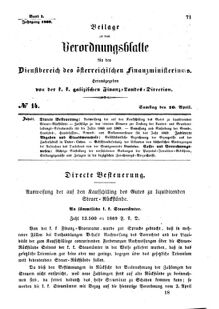 Verordnungsblatt für den Dienstbereich des K.K. Finanzministeriums für die im Reichsrate Vertretenen Königreiche und Länder : [...] : Beilage zu dem Verordnungsblatte für den Dienstbereich des K.K. Österr. Finanz-Ministeriums  18690410 Seite: 1