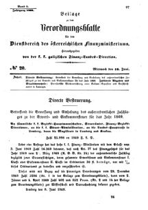 Verordnungsblatt für den Dienstbereich des K.K. Finanzministeriums für die im Reichsrate Vertretenen Königreiche und Länder : [...] : Beilage zu dem Verordnungsblatte für den Dienstbereich des K.K. Österr. Finanz-Ministeriums  18690616 Seite: 1