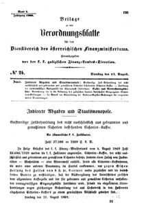 Verordnungsblatt für den Dienstbereich des K.K. Finanzministeriums für die im Reichsrate Vertretenen Königreiche und Länder : [...] : Beilage zu dem Verordnungsblatte für den Dienstbereich des K.K. Österr. Finanz-Ministeriums 