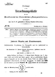 Verordnungsblatt für den Dienstbereich des K.K. Finanzministeriums für die im Reichsrate Vertretenen Königreiche und Länder : [...] : Beilage zu dem Verordnungsblatte für den Dienstbereich des K.K. Österr. Finanz-Ministeriums  18691005 Seite: 1