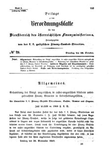 Verordnungsblatt für den Dienstbereich des K.K. Finanzministeriums für die im Reichsrate Vertretenen Königreiche und Länder : [...] : Beilage zu dem Verordnungsblatte für den Dienstbereich des K.K. Österr. Finanz-Ministeriums  18691026 Seite: 1