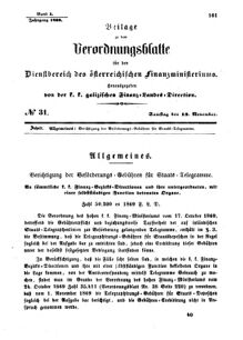 Verordnungsblatt für den Dienstbereich des K.K. Finanzministeriums für die im Reichsrate Vertretenen Königreiche und Länder : [...] : Beilage zu dem Verordnungsblatte für den Dienstbereich des K.K. Österr. Finanz-Ministeriums  18691113 Seite: 1