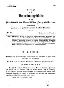 Verordnungsblatt für den Dienstbereich des K.K. Finanzministeriums für die im Reichsrate Vertretenen Königreiche und Länder : [...] : Beilage zu dem Verordnungsblatte für den Dienstbereich des K.K. Österr. Finanz-Ministeriums 