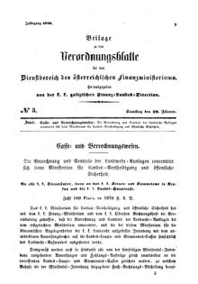 Verordnungsblatt für den Dienstbereich des K.K. Finanzministeriums für die im Reichsrate Vertretenen Königreiche und Länder : [...] : Beilage zu dem Verordnungsblatte für den Dienstbereich des K.K. Österr. Finanz-Ministeriums  18700129 Seite: 1