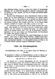 Verordnungsblatt für den Dienstbereich des K.K. Finanzministeriums für die im Reichsrate Vertretenen Königreiche und Länder : [...] : Beilage zu dem Verordnungsblatte für den Dienstbereich des K.K. Österr. Finanz-Ministeriums  18700217 Seite: 3