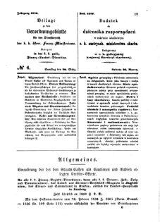 Verordnungsblatt für den Dienstbereich des K.K. Finanzministeriums für die im Reichsrate Vertretenen Königreiche und Länder : [...] : Beilage zu dem Verordnungsblatte für den Dienstbereich des K.K. Österr. Finanz-Ministeriums  18700326 Seite: 1