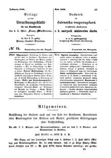 Verordnungsblatt für den Dienstbereich des K.K. Finanzministeriums für die im Reichsrate Vertretenen Königreiche und Länder : [...] : Beilage zu dem Verordnungsblatte für den Dienstbereich des K.K. Österr. Finanz-Ministeriums  18700818 Seite: 1