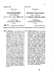 Verordnungsblatt für den Dienstbereich des K.K. Finanzministeriums für die im Reichsrate Vertretenen Königreiche und Länder : [...] : Beilage zu dem Verordnungsblatte für den Dienstbereich des K.K. Österr. Finanz-Ministeriums  18700910 Seite: 1